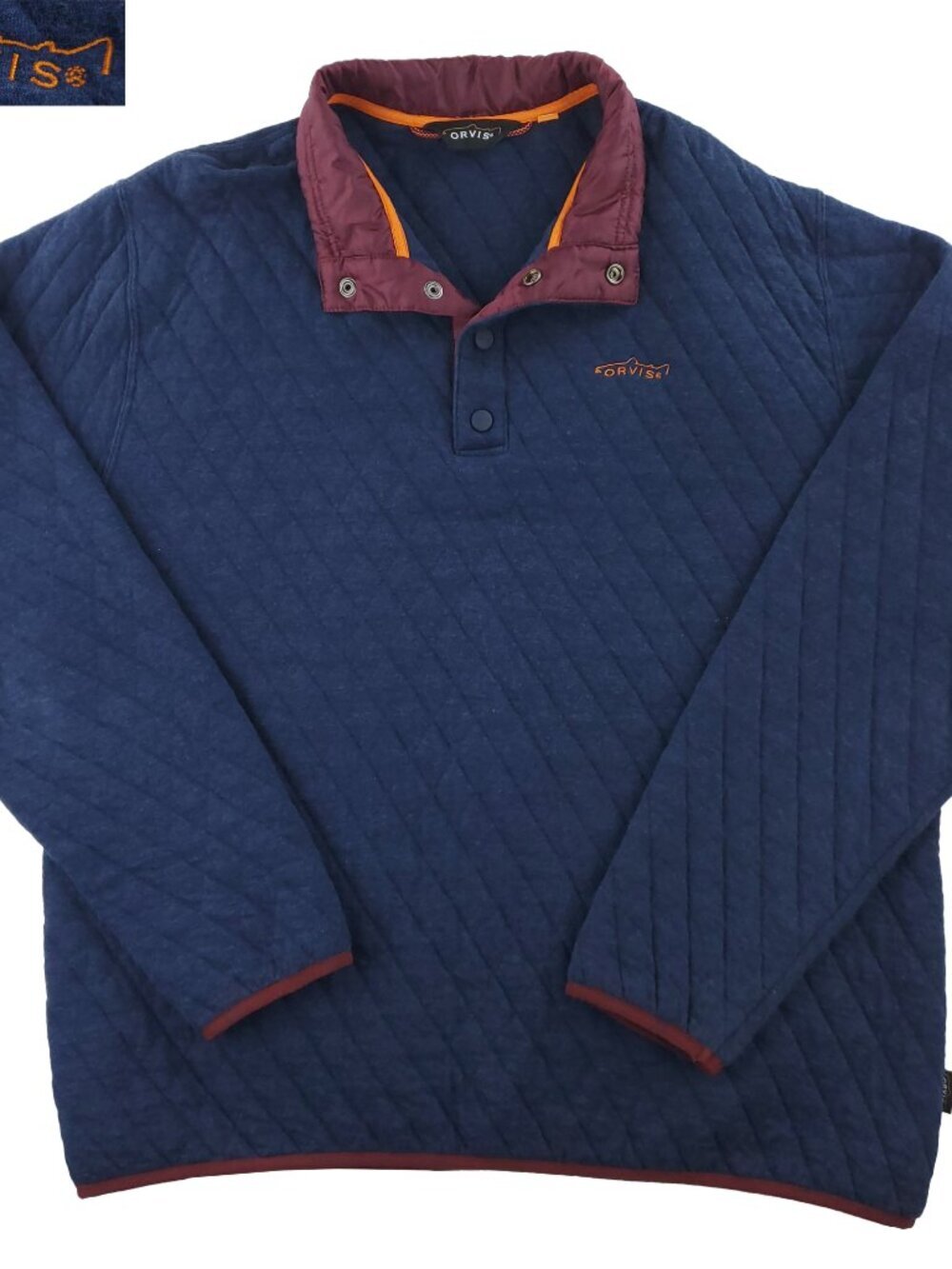 Orvis Quilted 1/4 Snap Sweatshirt Pullover 2EG2 Men's Large